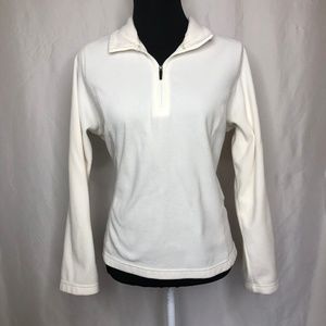 Lands' End Ivory 1/4  Zip Fleece Pullover